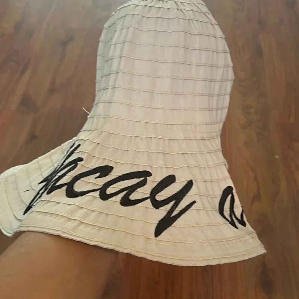 Vacay All Day tan in black collapsible sun hat beach hat